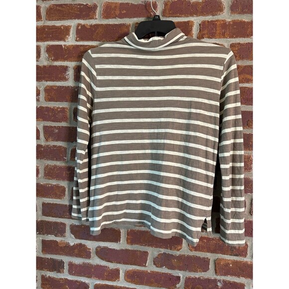 Madewell mock style neckline long sleeve striped shirt size medium - Picture 5 of 7